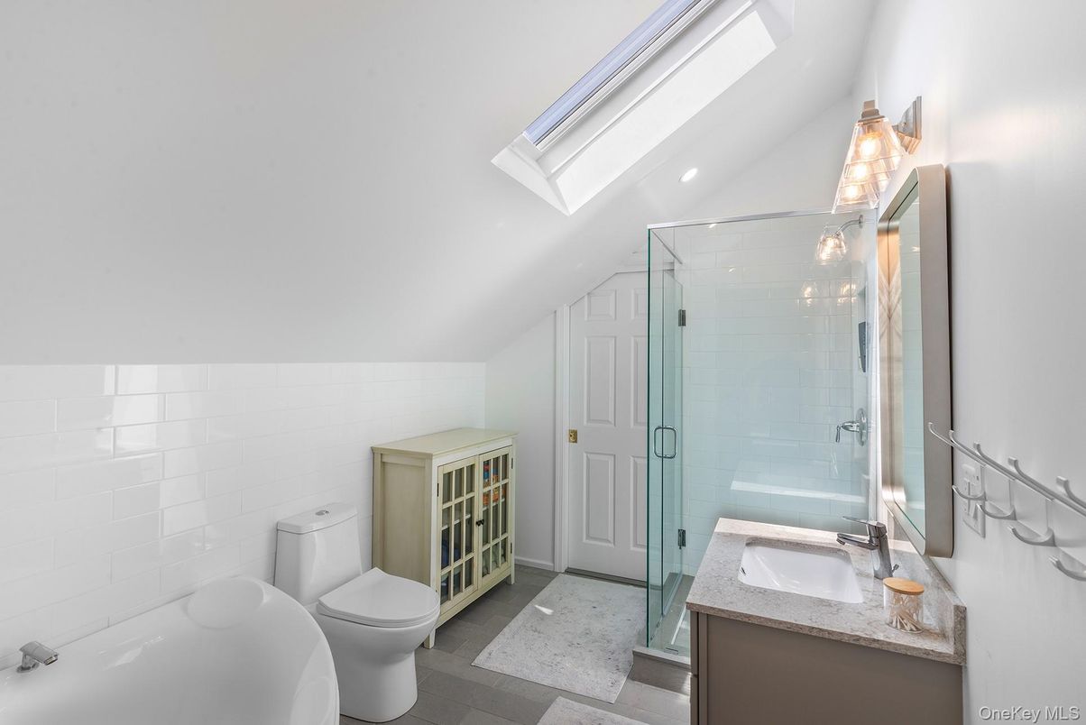 Bathroom, Glass Shower, Interior, Wood Texture Flooring