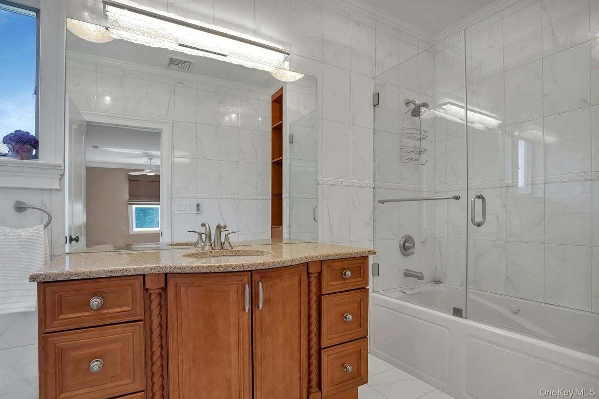 Bathroom, Glass Shower, Interior, Marble Walls