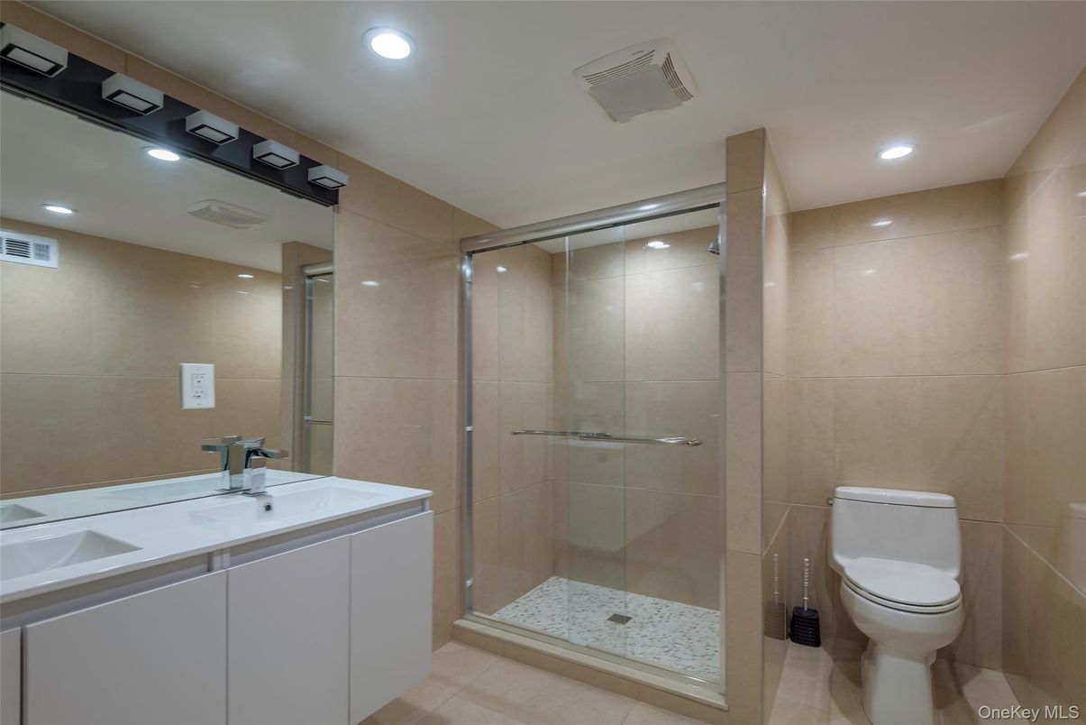 Bathroom, Glass Shower, Interior, Recessed Lighting