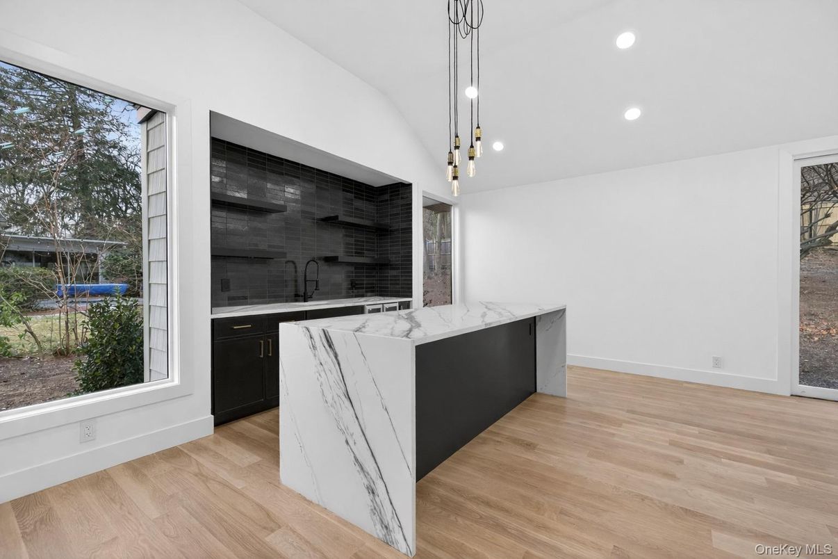 Interior, Kitchen, Pendant Lights, Recessed Lighting, Wood Texture Flooring
