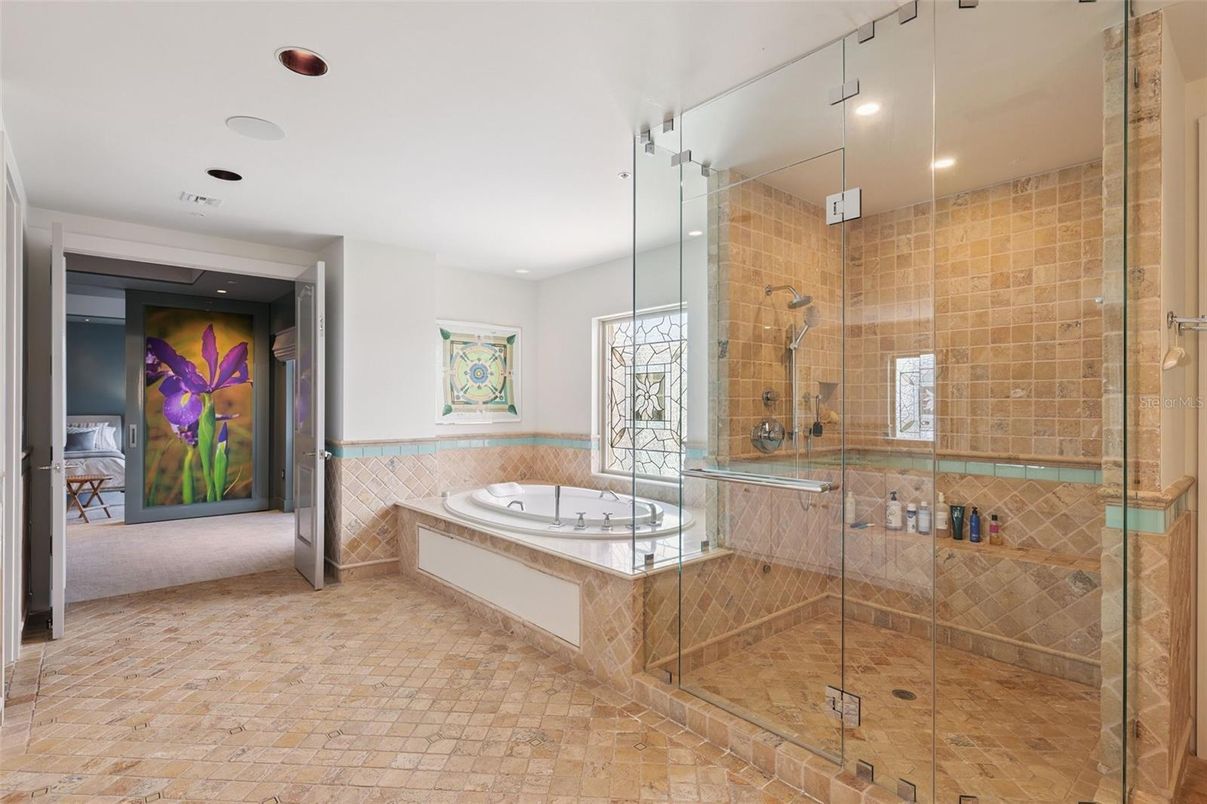 Bathroom, Glass Shower, Interior, Recessed Lighting