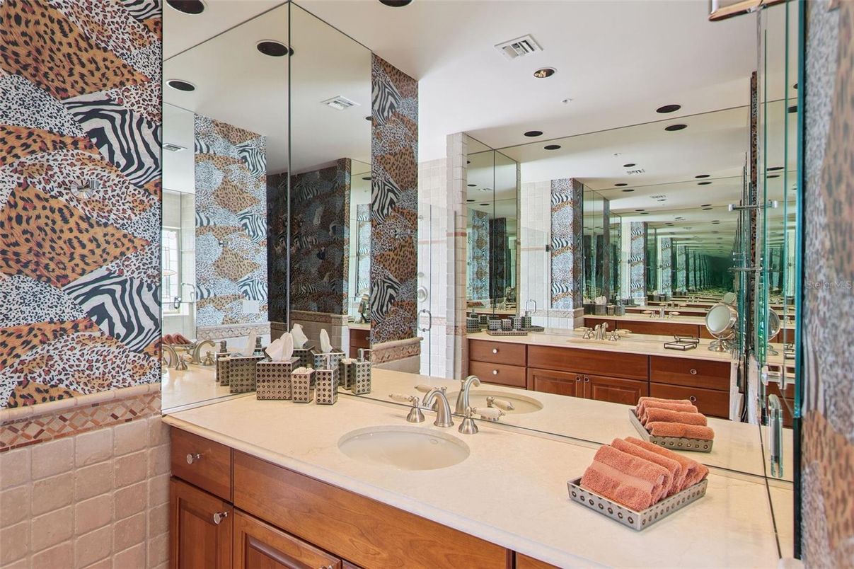 Bathroom, Dual Sink Vanities, Glass Shower, Interior, Recessed Lighting