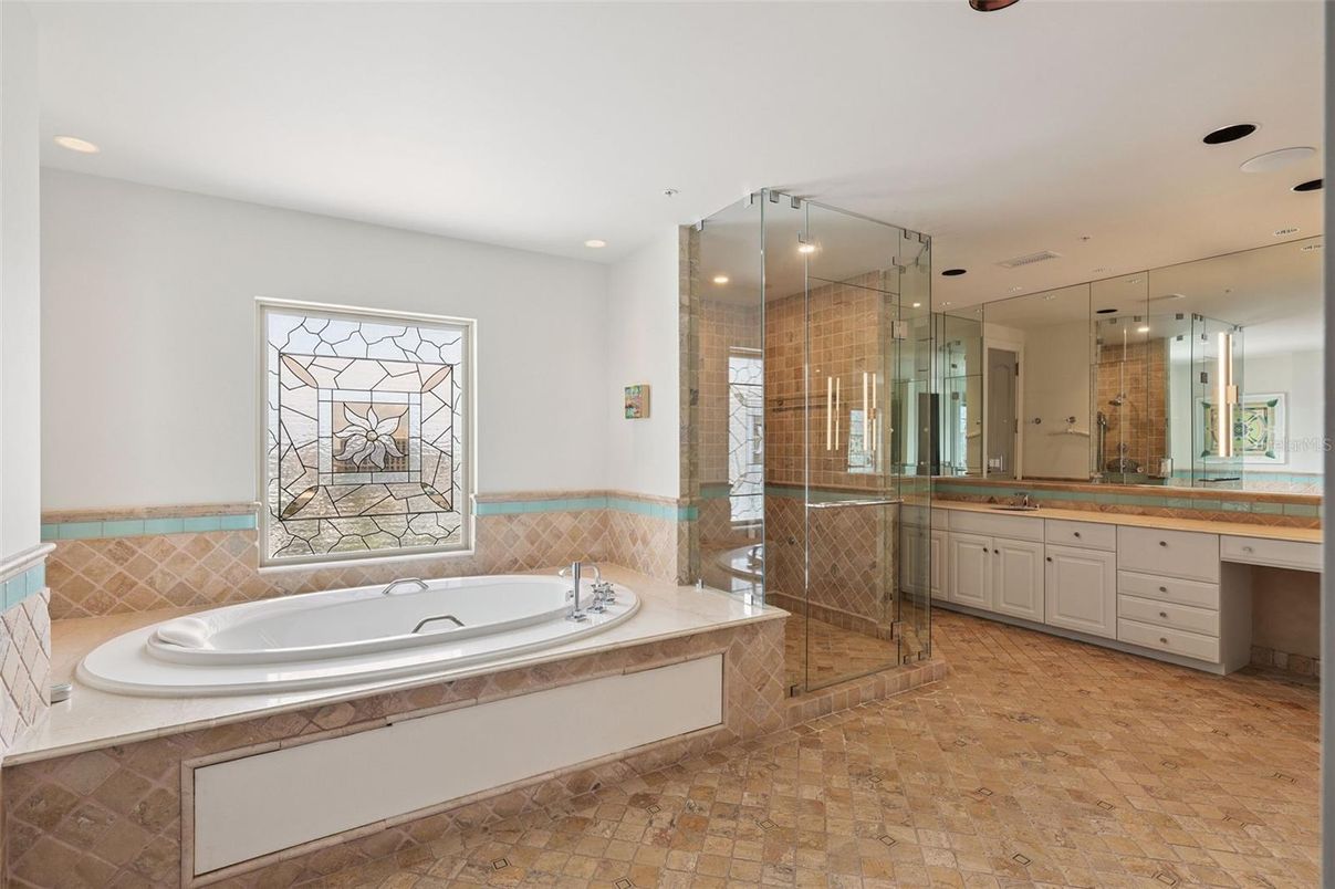 Bathroom, Glass Shower, Interior, Recessed Lighting