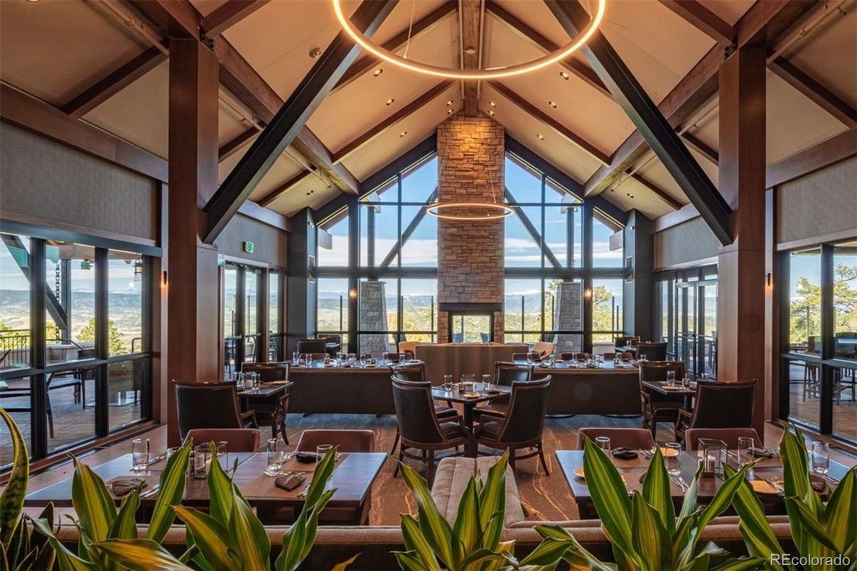 Dining room, Interior, Recessed Lighting, Wooden Beams