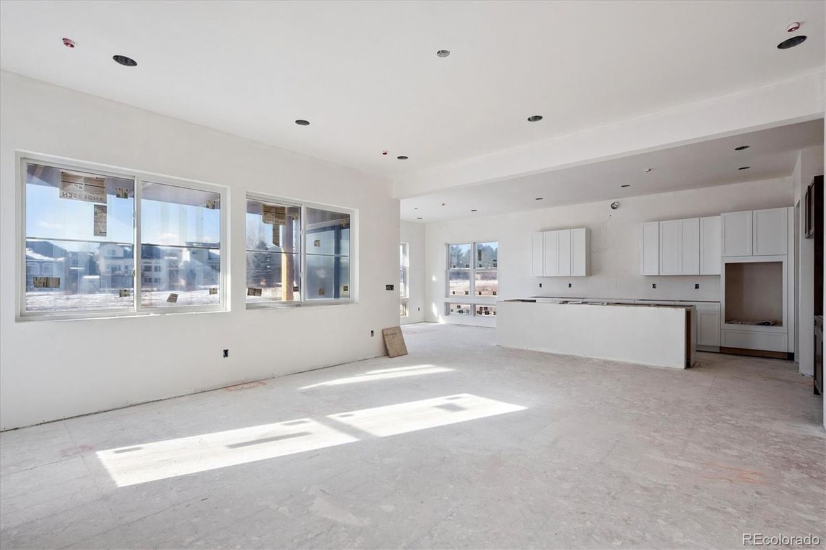 Empty room, Interior, Kitchen, Recessed Lighting