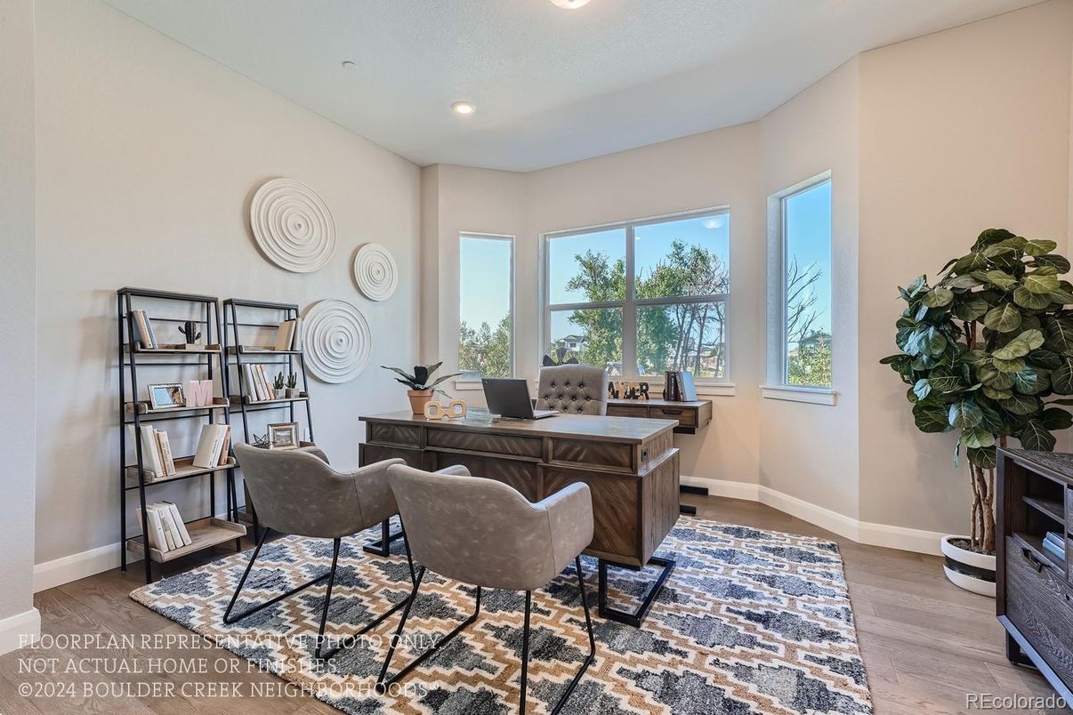 Home Office, Interior, Recessed Lighting, Wood Texture Flooring