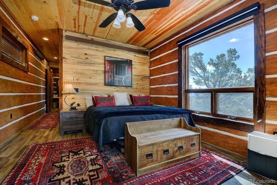 Bedroom, Interior, Recessed Lighting, Wooden Ceilings, Wood Texture Flooring, Wooden Walls