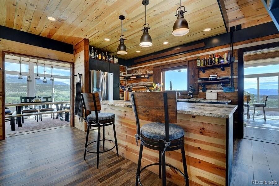 Interior, Pendant Lights, Recessed Lighting, Wooden Ceilings, Wood Texture Flooring, Wooden Walls