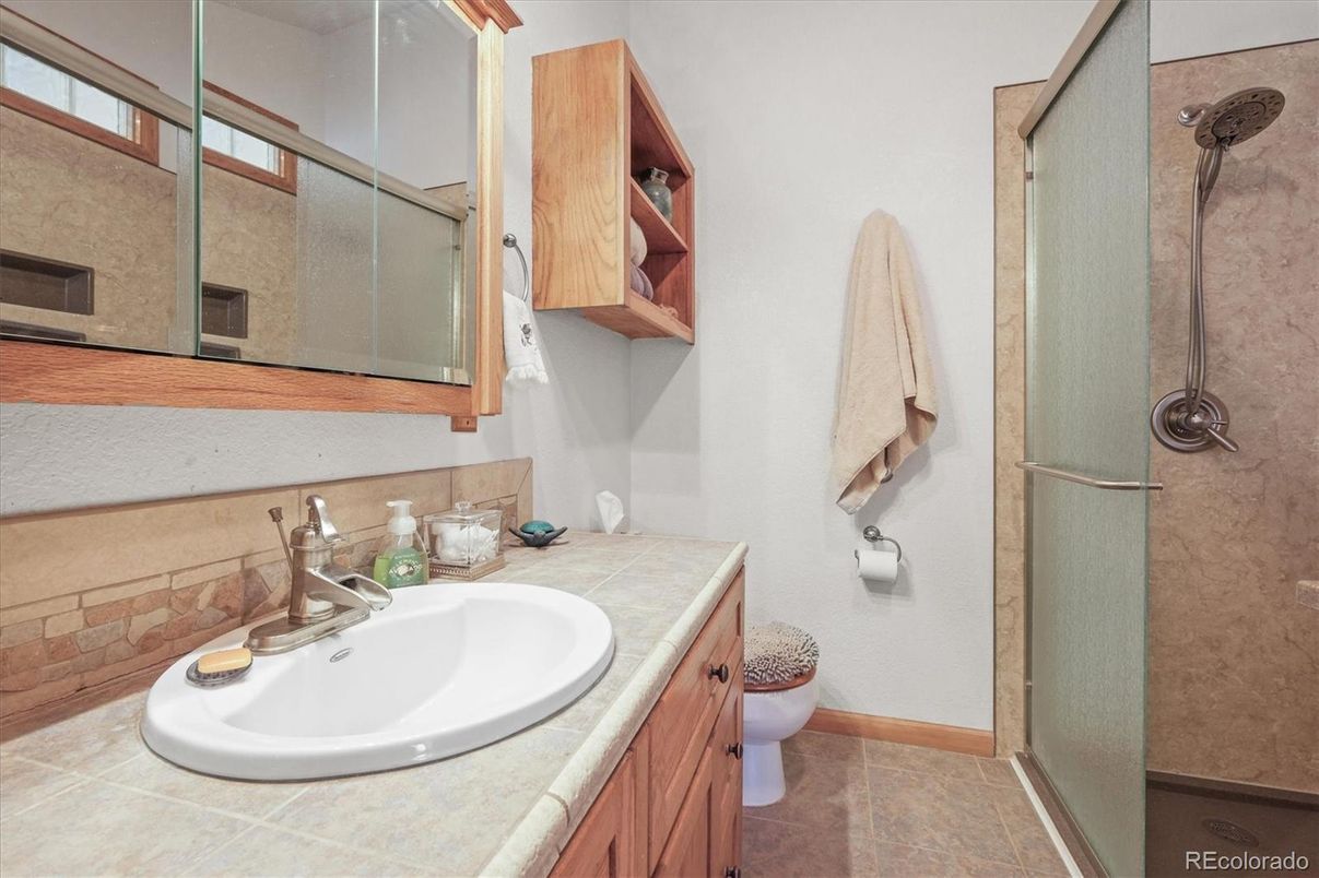 Bathroom, Glass Shower, Interior, Tile Countertops