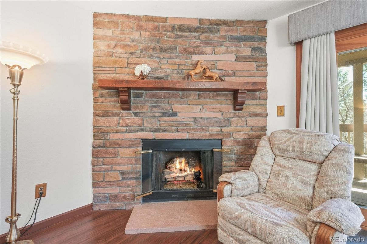 Fireplace, Interior, Stone Walls, Wood Texture Flooring