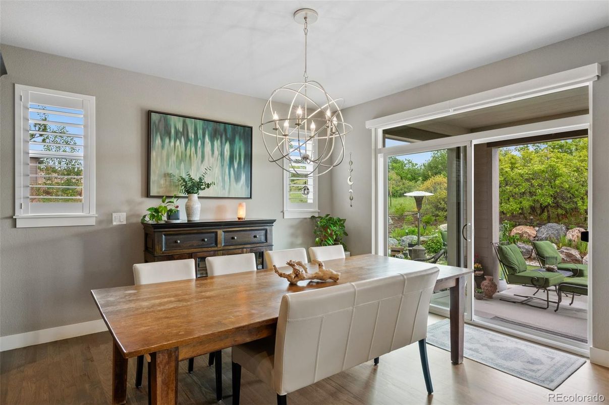 Chandelier, Dining room, Interior, Pendant Lights, Wood Texture Flooring
