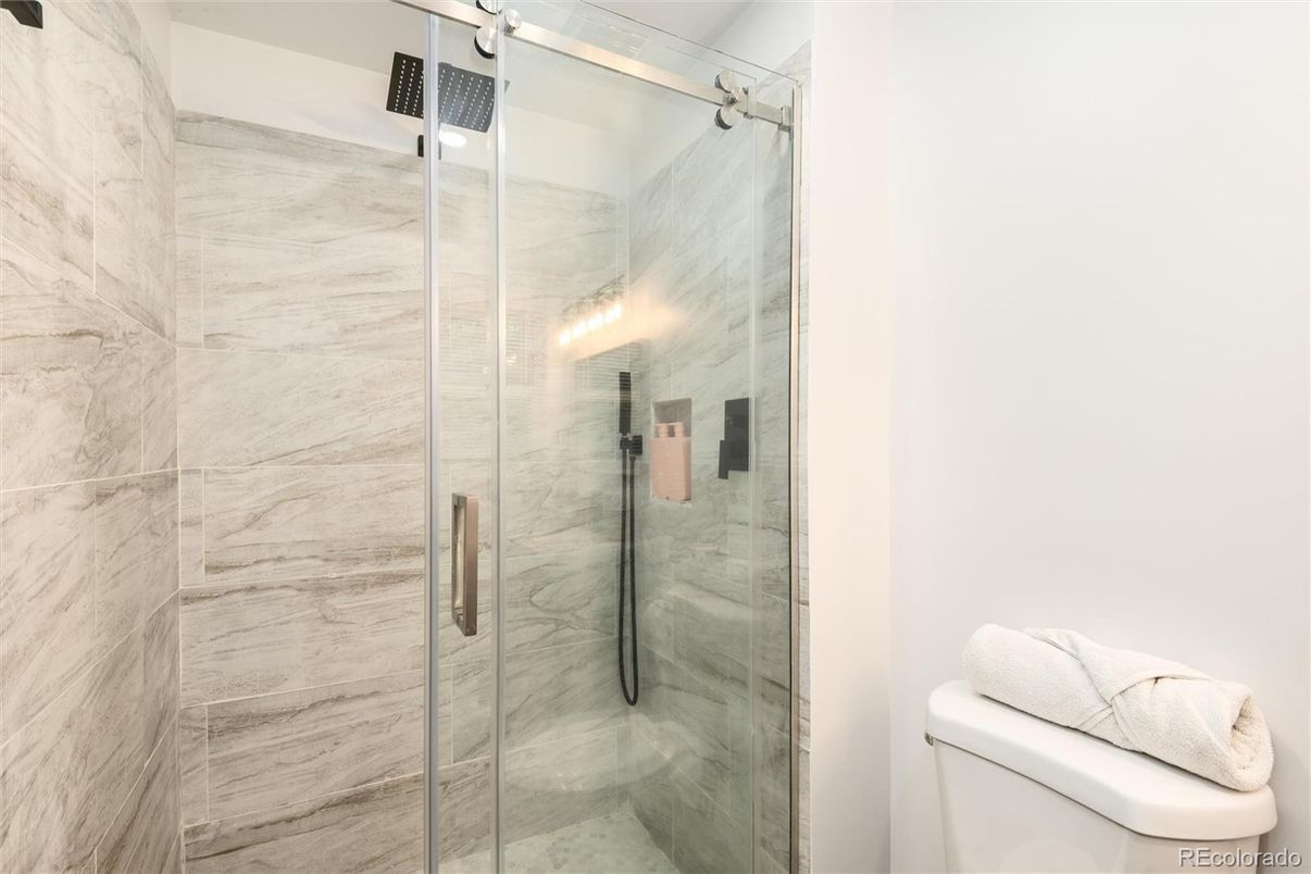Bathroom, Glass Shower, Interior, Marble Walls