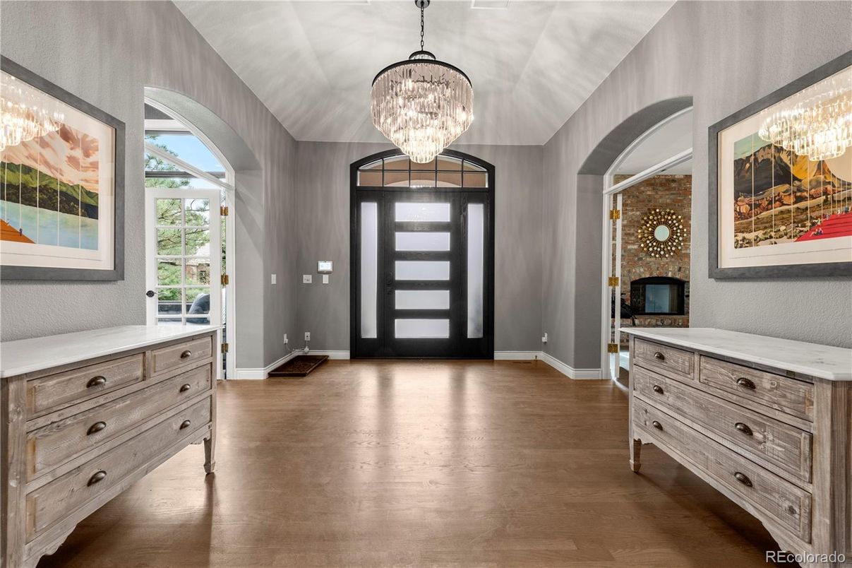 Chandelier, Interior, Wood Texture Flooring