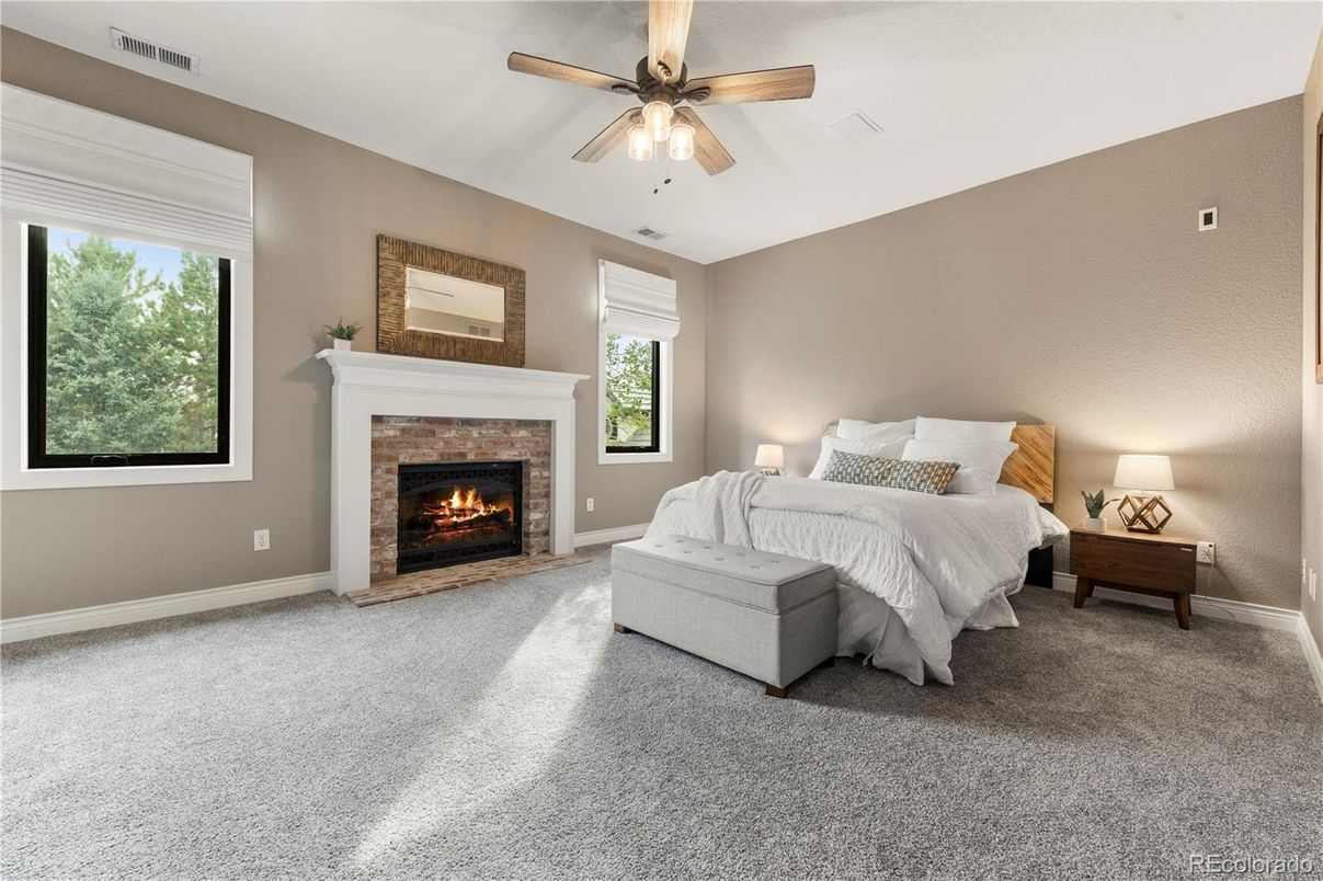 Bedroom, Fireplace, Interior