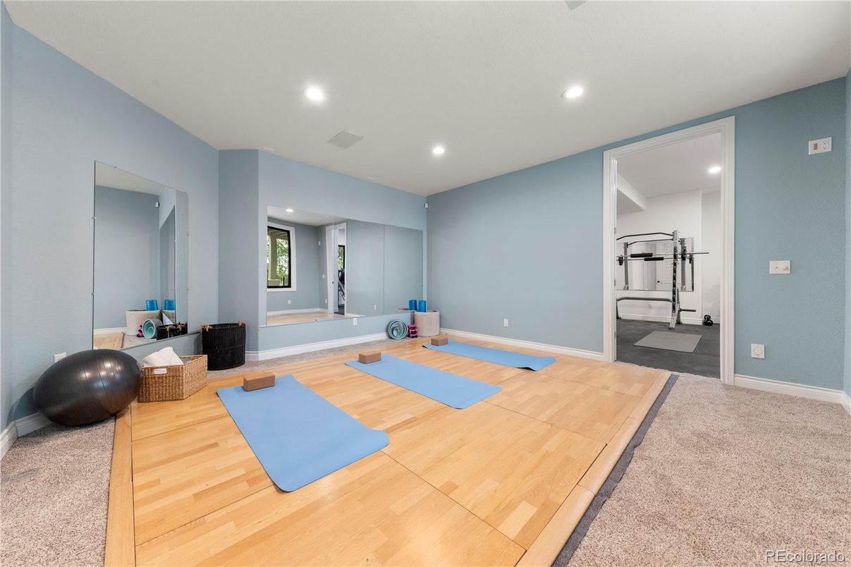 Fitness Equipment, Interior, Recessed Lighting, Wood Texture Flooring