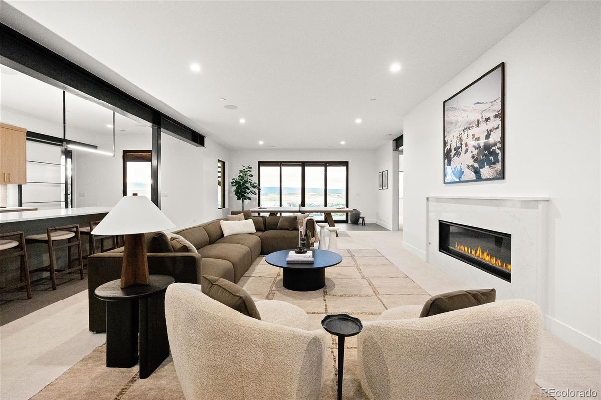 Fireplace, Interior, Living room, Recessed Lighting