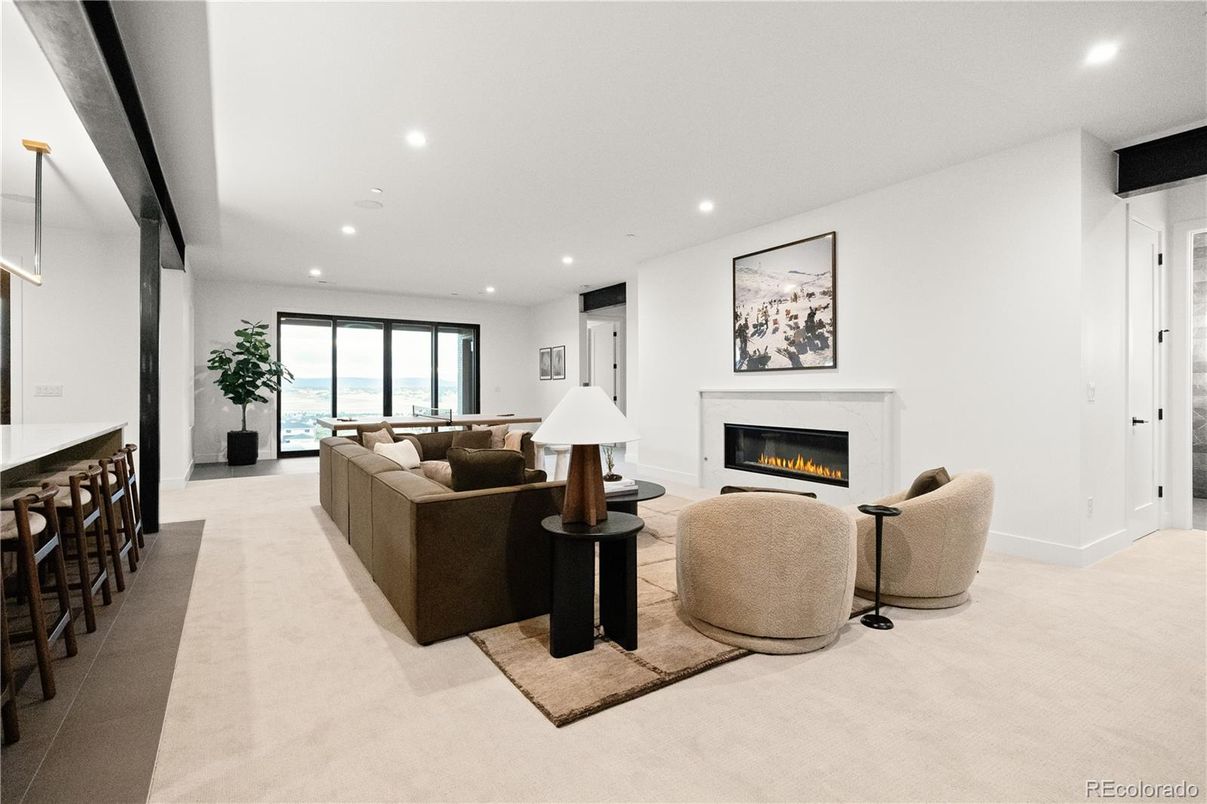 Fireplace, Interior, Living room, Recessed Lighting, Water