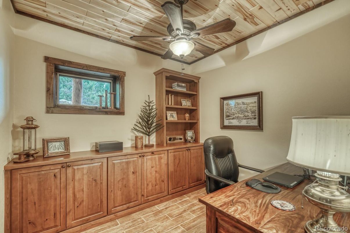 Home Office, Interior, Wooden Ceilings, Wood Texture Flooring