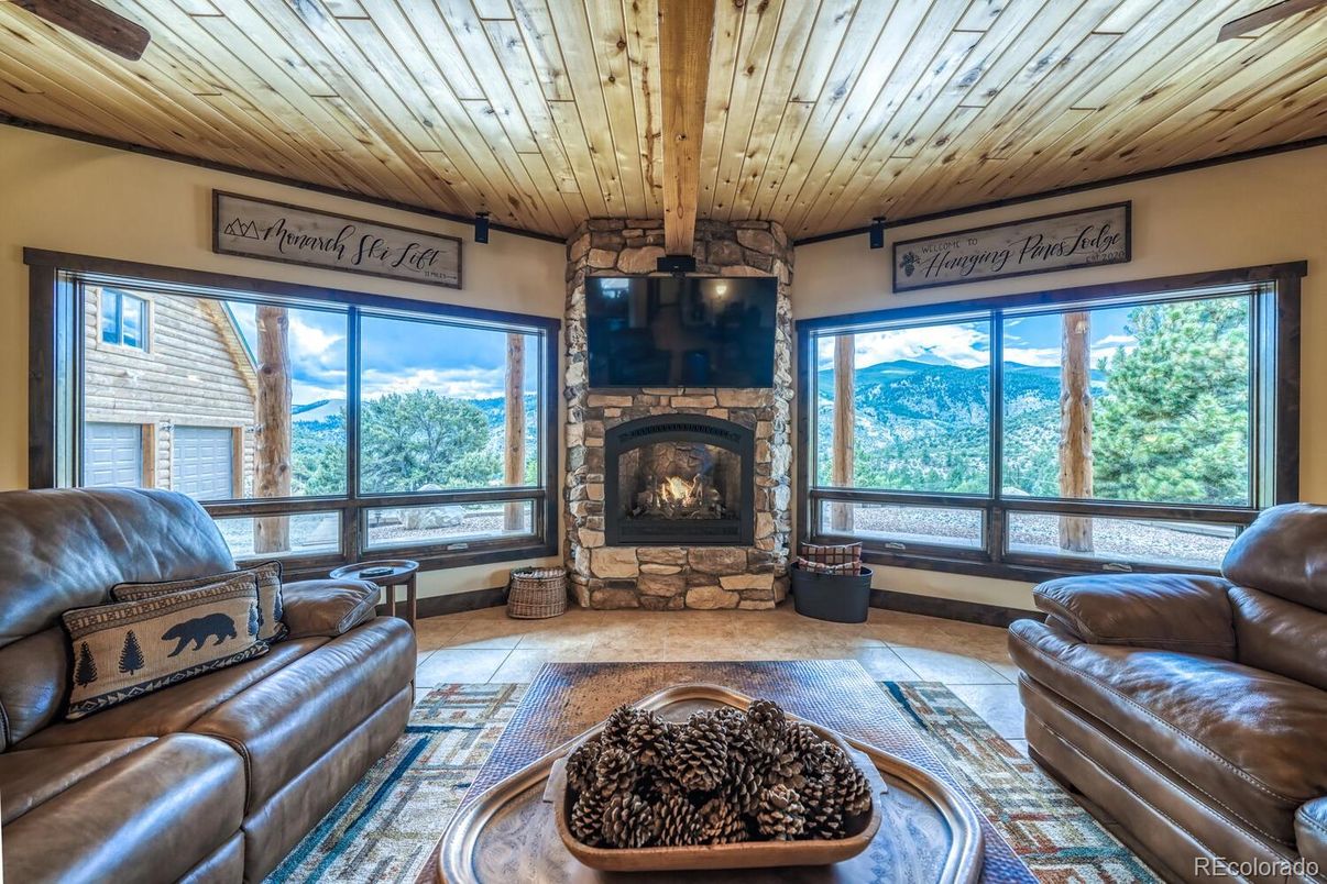 Fireplace, Interior, Living room, Wooden Ceilings