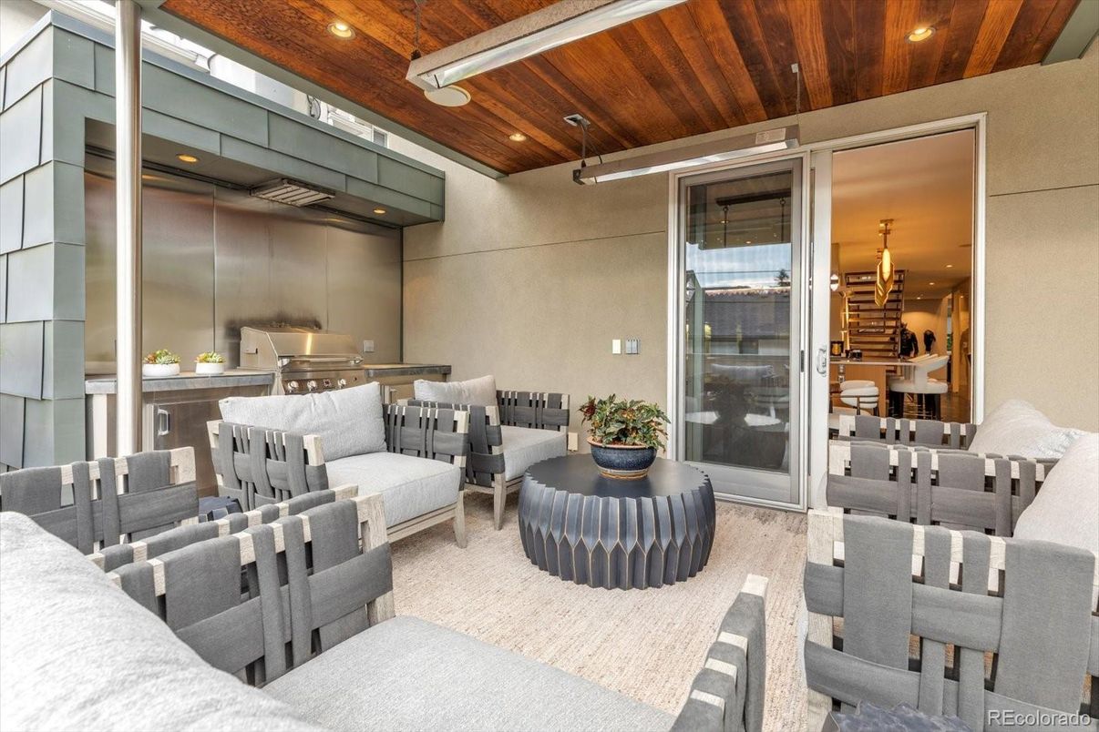 Dining room, Interior, Recessed Lighting, Wooden Ceilings