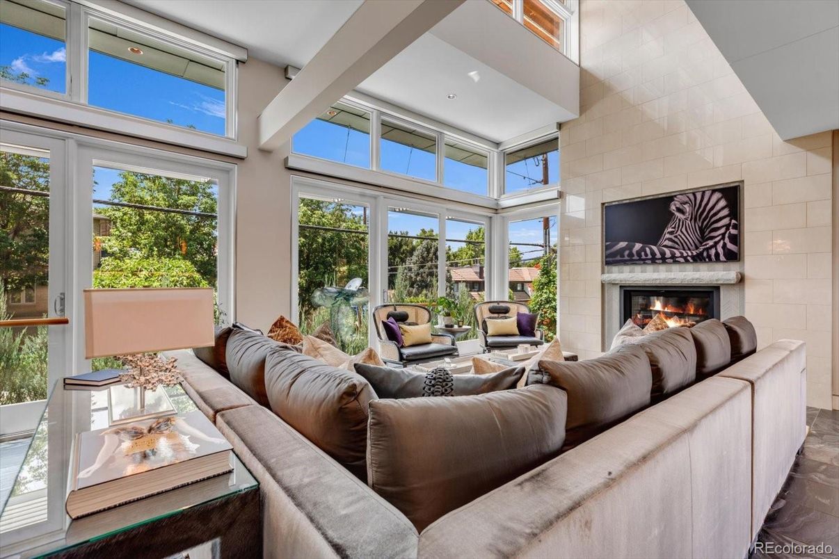 Fireplace, Interior, Living room, Stone Walls, Sun Room