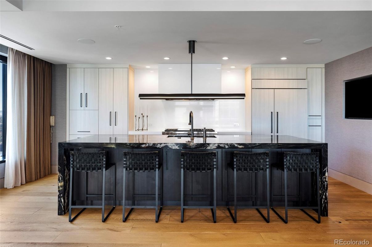 Interior, Kitchen, Pendant Lights, Recessed Lighting, Wood Texture Flooring