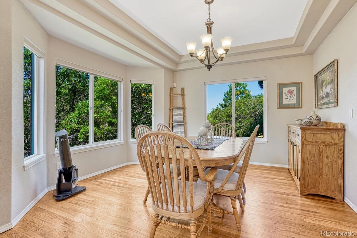 Chandelier, Dining room, Interior, Wood Texture Flooring