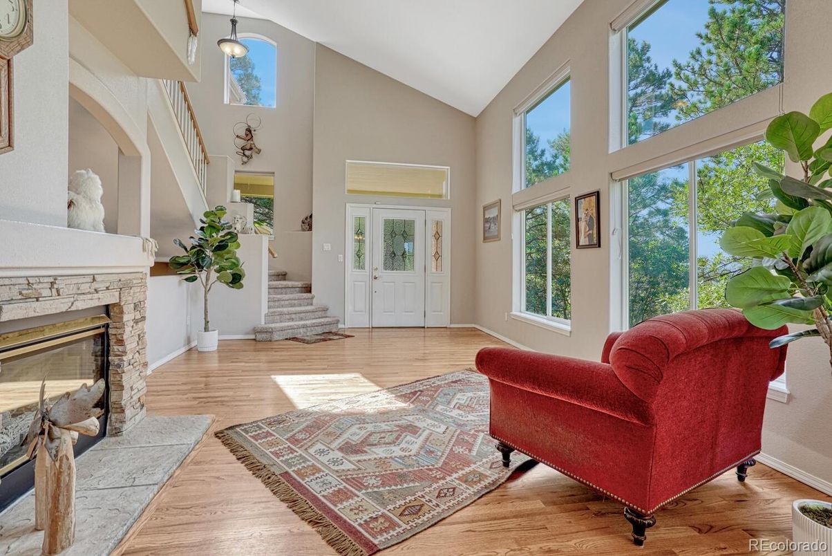 Fireplace, Interior, Pendant Lights, Wood Texture Flooring
