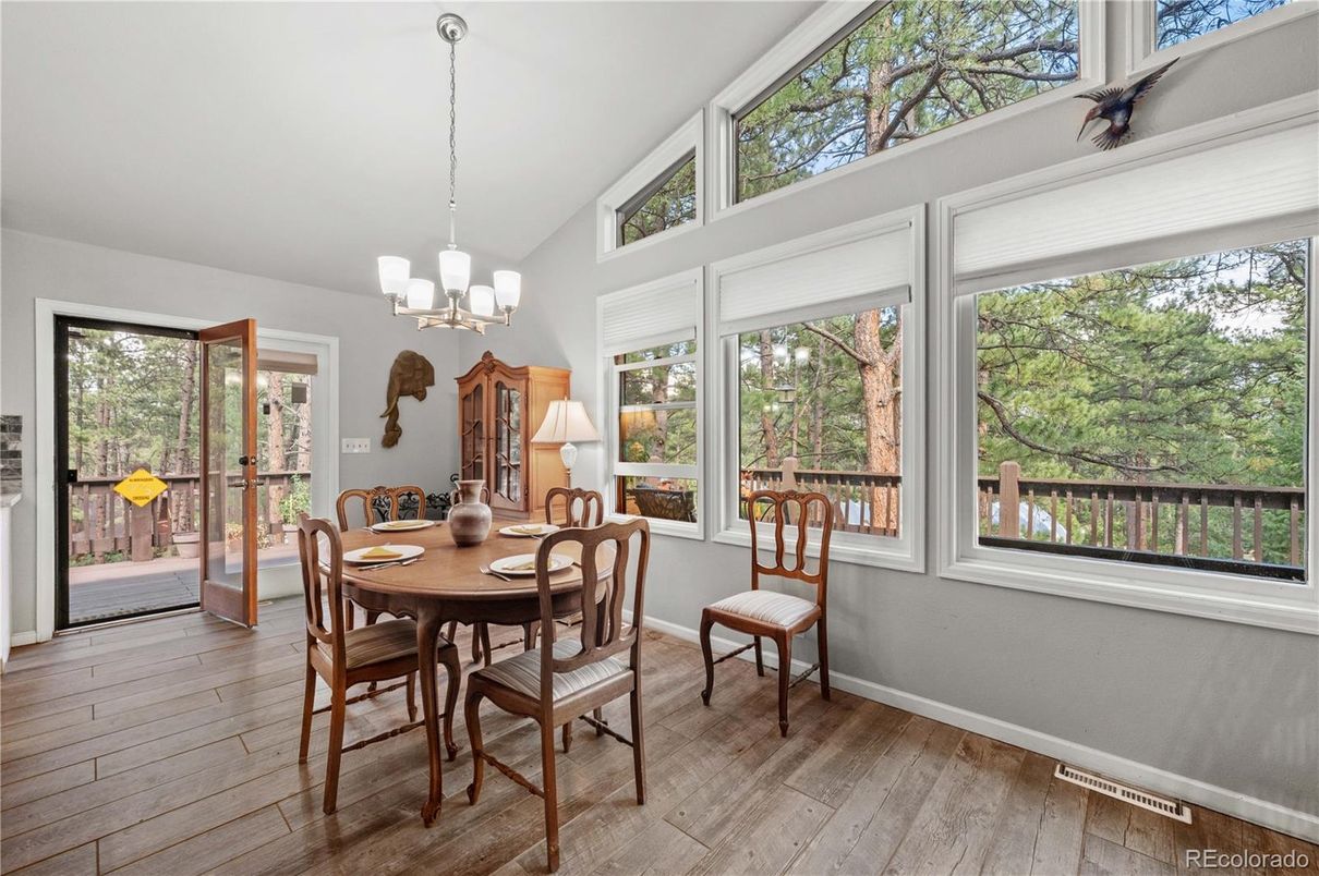 Chandelier, Dining room, Interior, Pendant Lights, Wood Texture Flooring