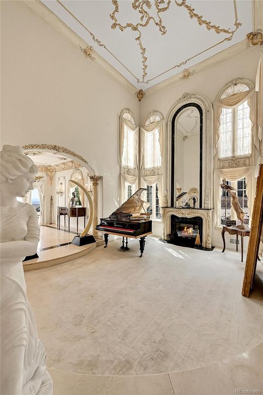 Fireplace, Interior, Marble, Piano