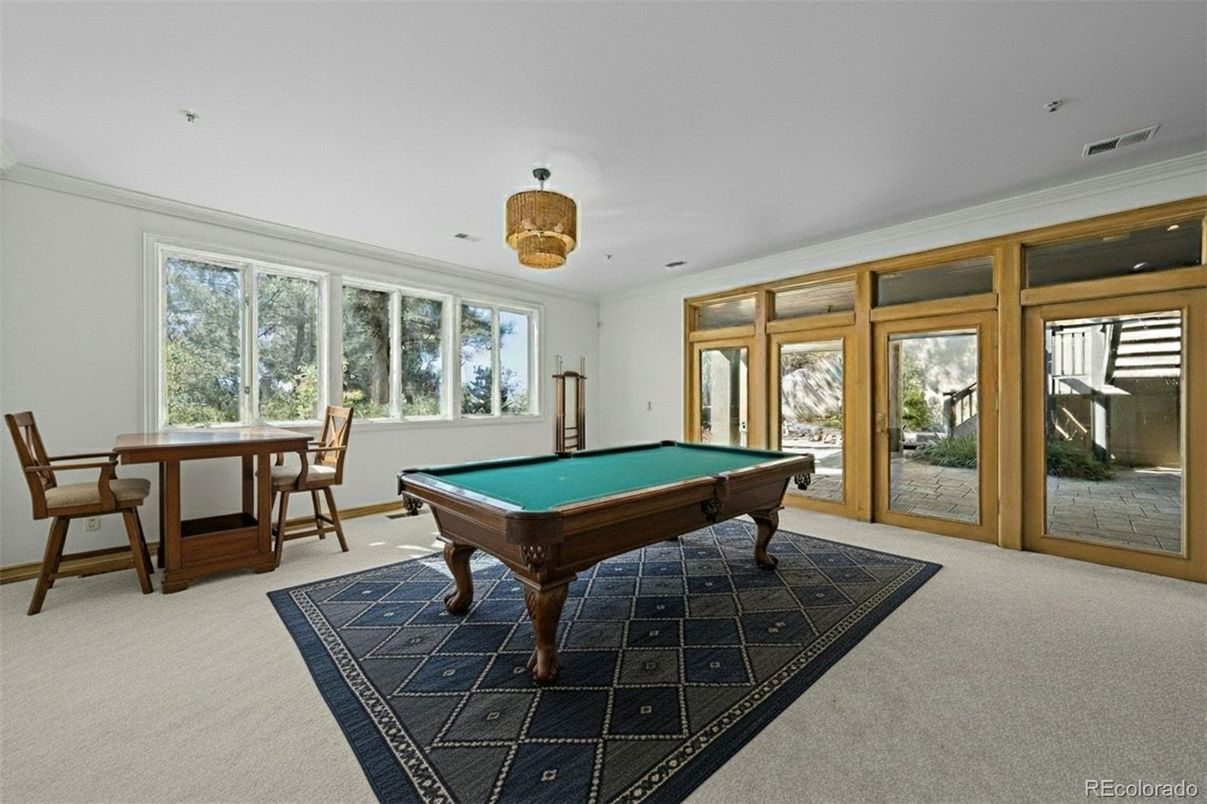 Billiard Table, Game Room, Interior, Pendant Lights