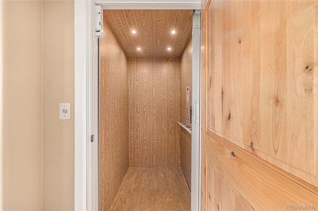 Elevator, Interior, Recessed Lighting, Wooden Ceilings, Wooden Walls