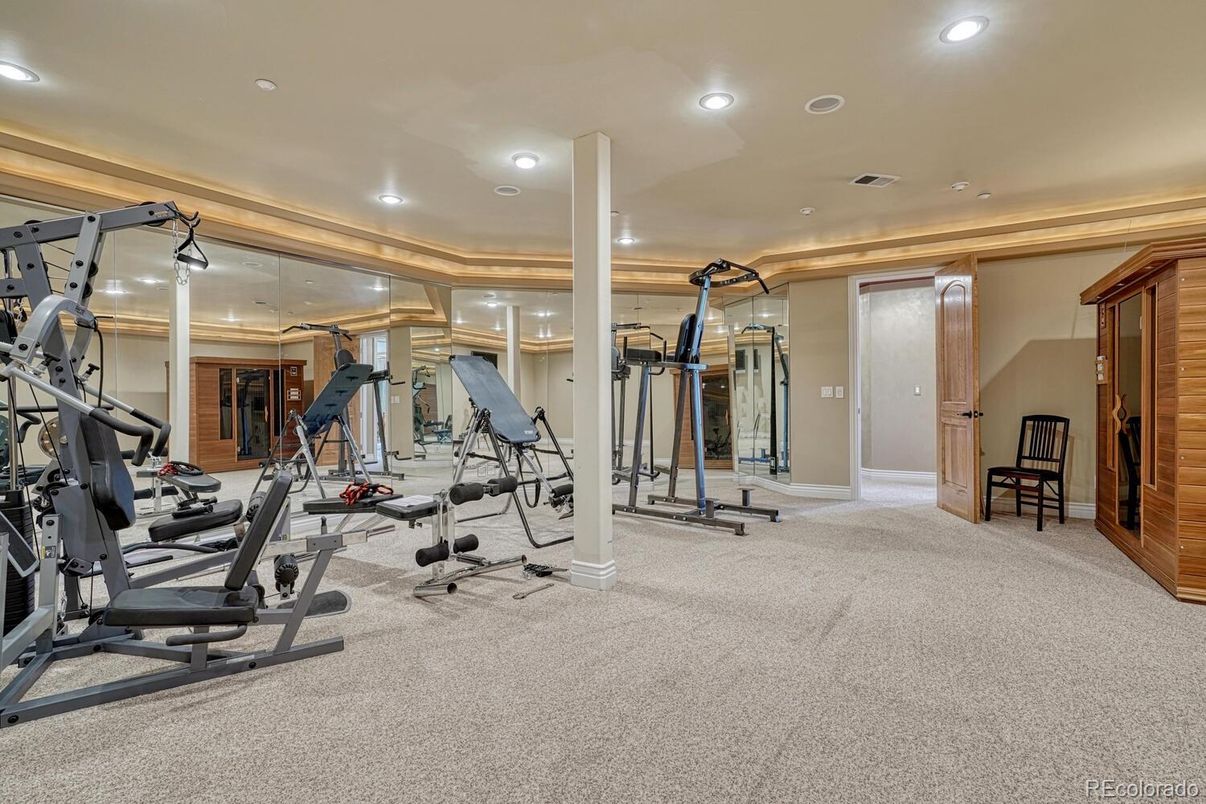 Fitness Equipment, Gym, Interior, Recessed Lighting