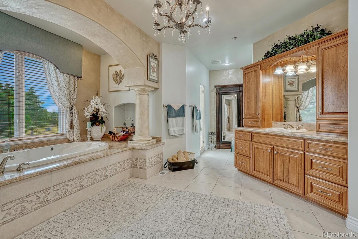 Bathroom, Chandelier, Fireplace, Interior