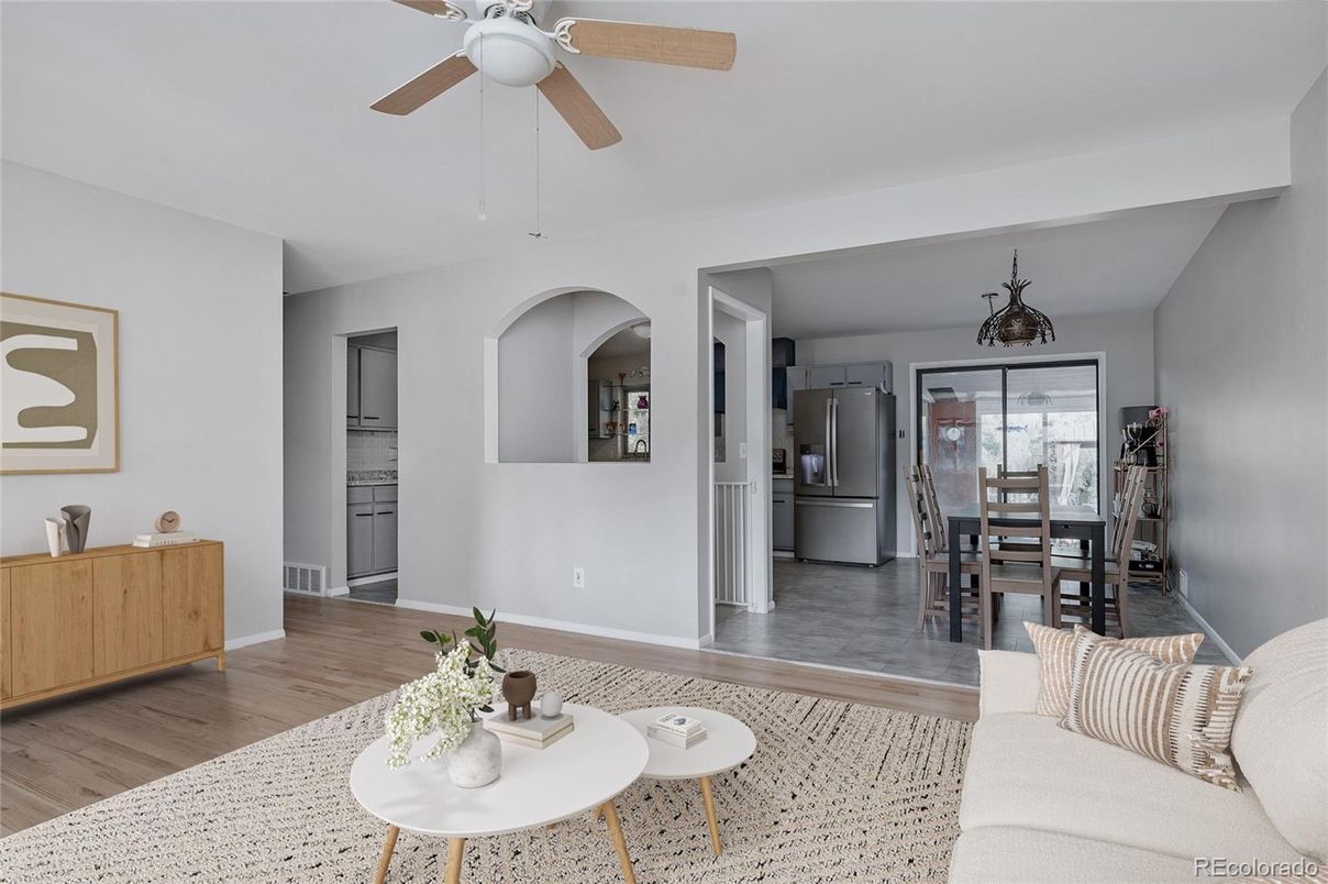 Dining room, Interior, Kitchen, Living room, Wood Texture Flooring