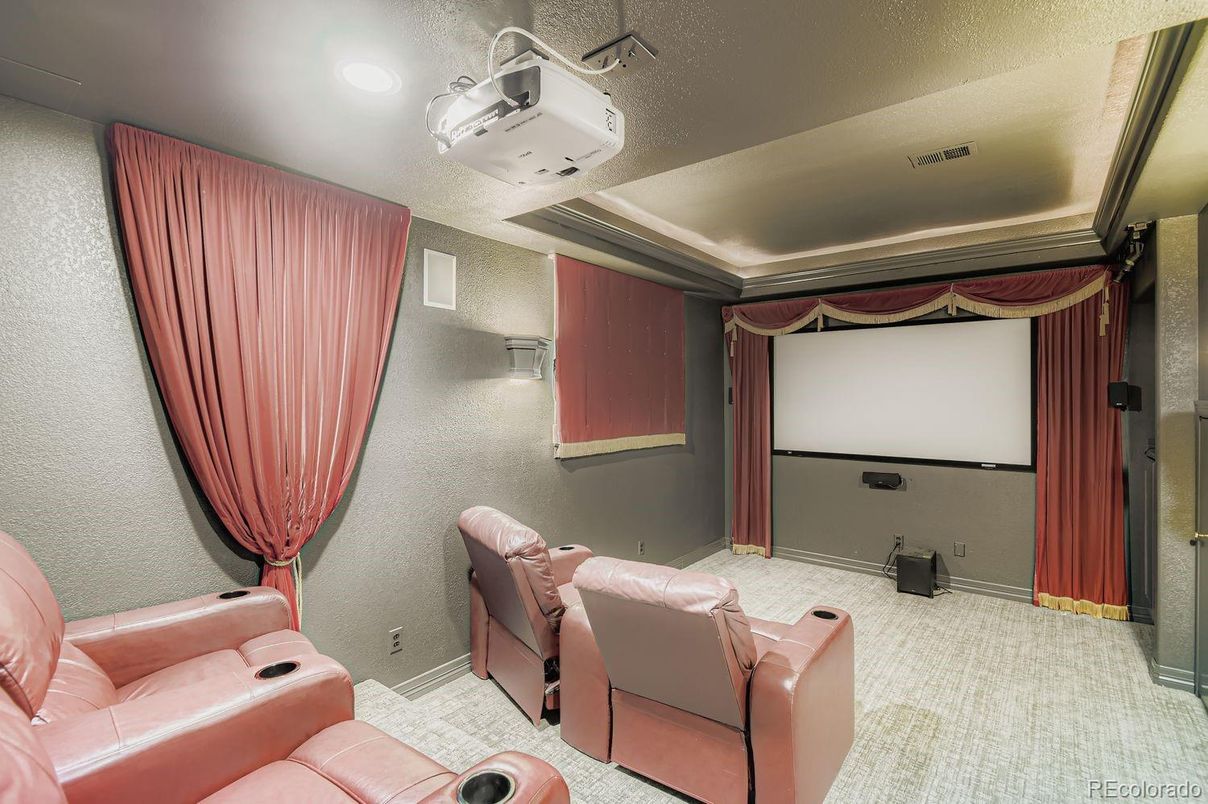 Home Theatre Room, Interior, Projection Screen, Recessed Lighting, Theatre Room