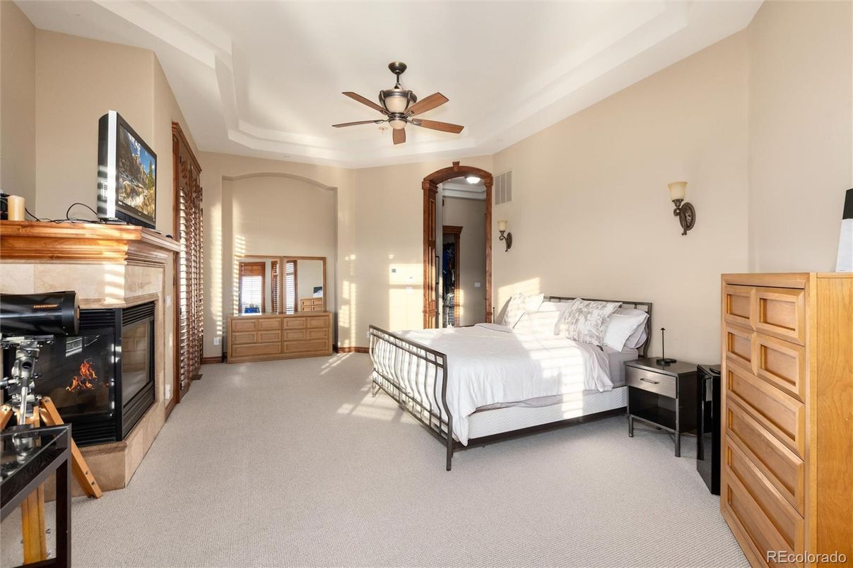 Bedroom, Fireplace, Interior