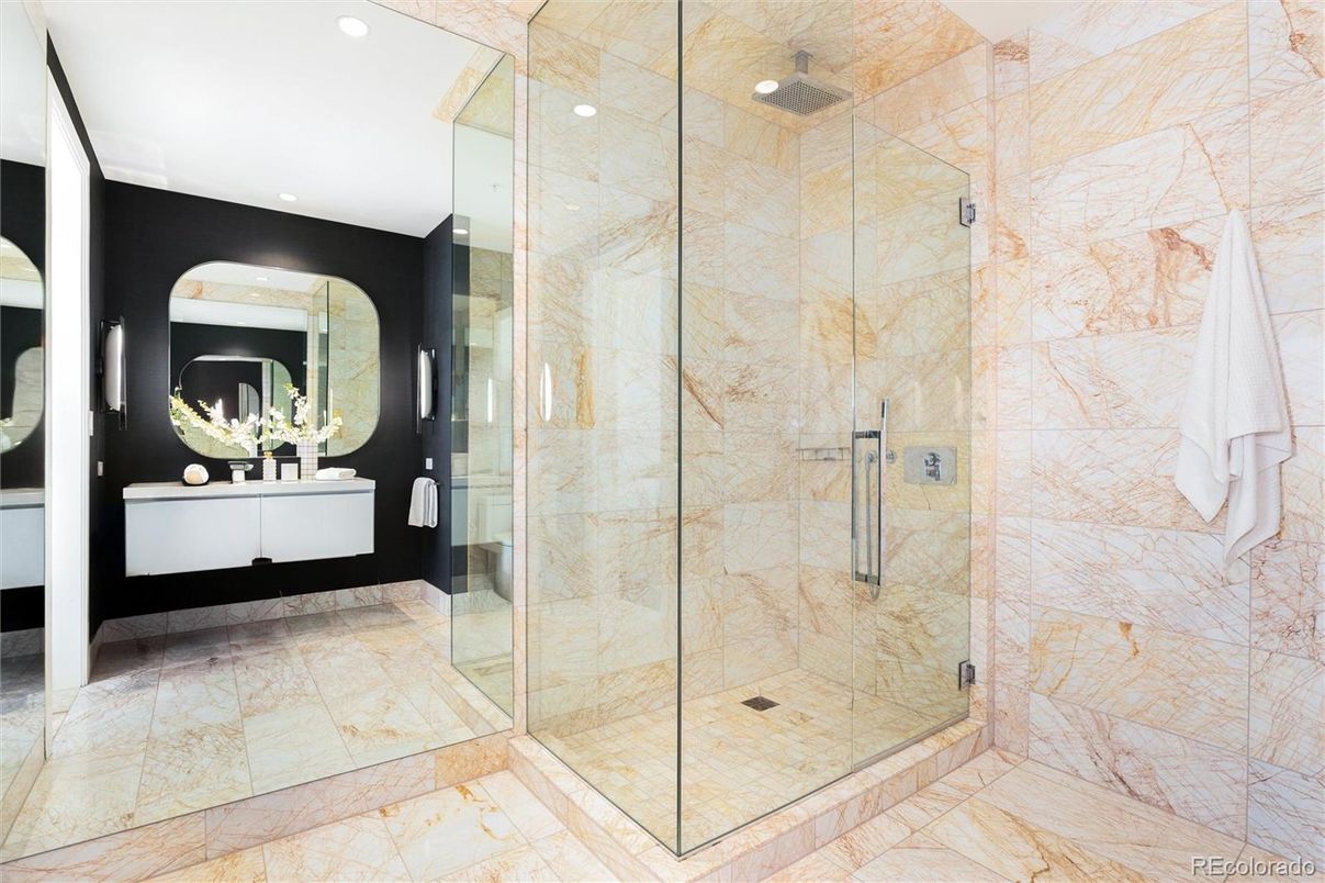 Bathroom, Glass Shower, Interior, Recessed Lighting