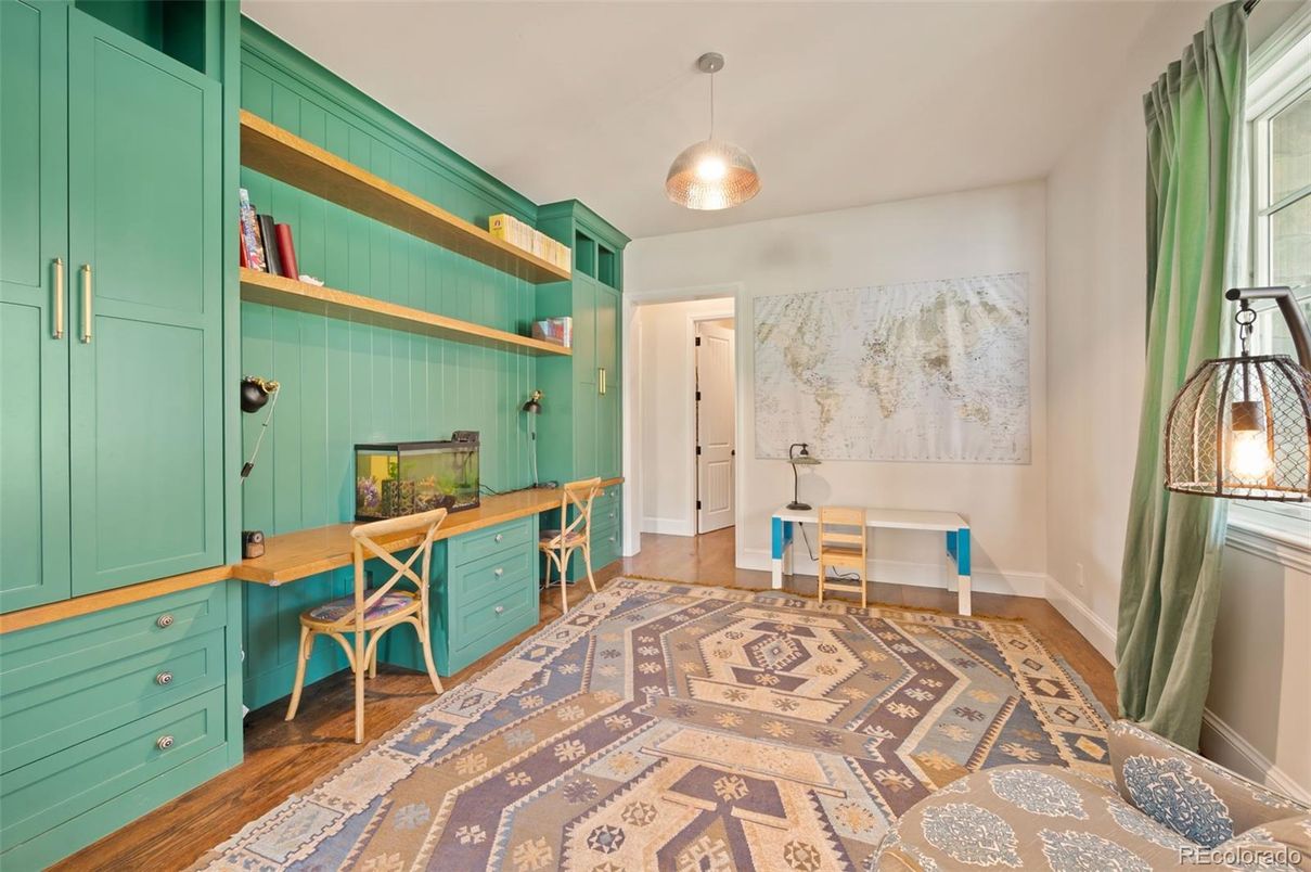 Home Office, Interior, Pendant Lights, Wood Texture Flooring