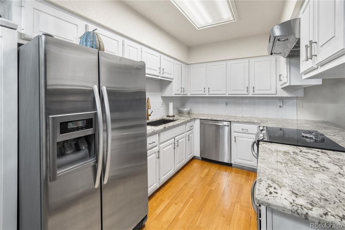 Interior, Kitchen, Stainless Steel Appliances, Wood Texture Flooring