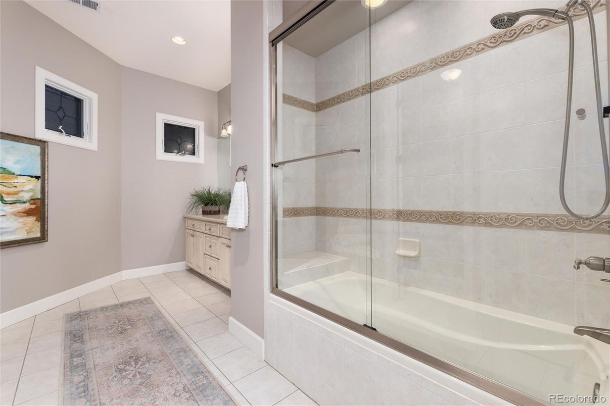 Bathroom, Glass Shower, Interior, Recessed Lighting