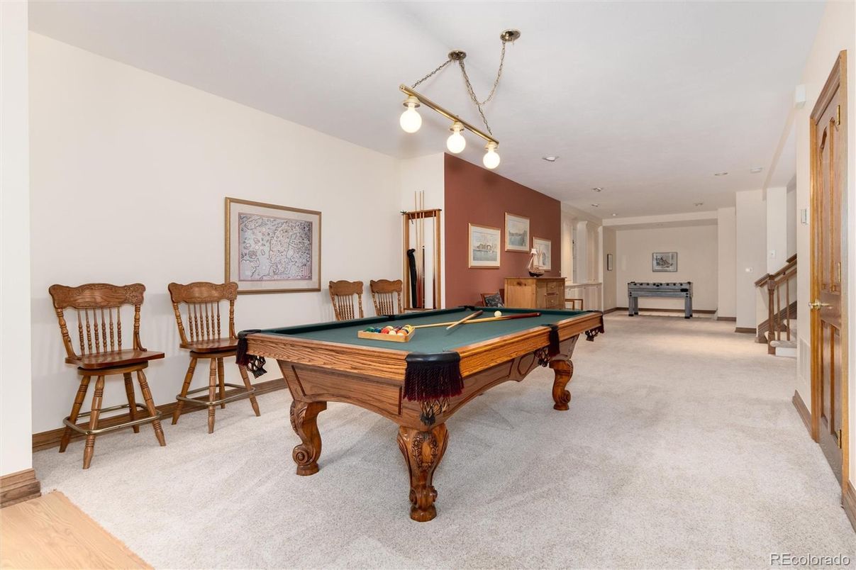Billiard Table, Game Room, Interior, Pendant Lights, Recessed Lighting