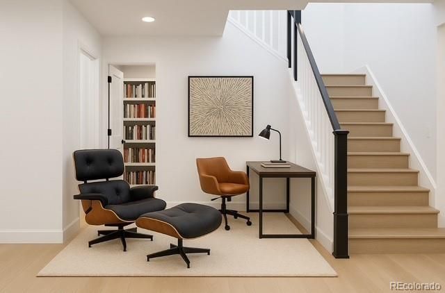 Home Office, Interior, Recessed Lighting, Wood Texture Flooring