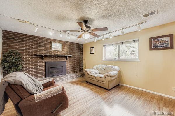 Fireplace, Interior, Living room, Stone Walls, Wood Texture Flooring