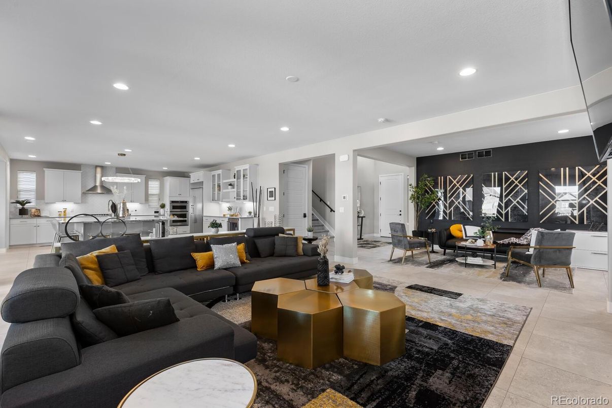 Dining room, Interior, Kitchen, Living room, Recessed Lighting, Stainless Steel Appliances