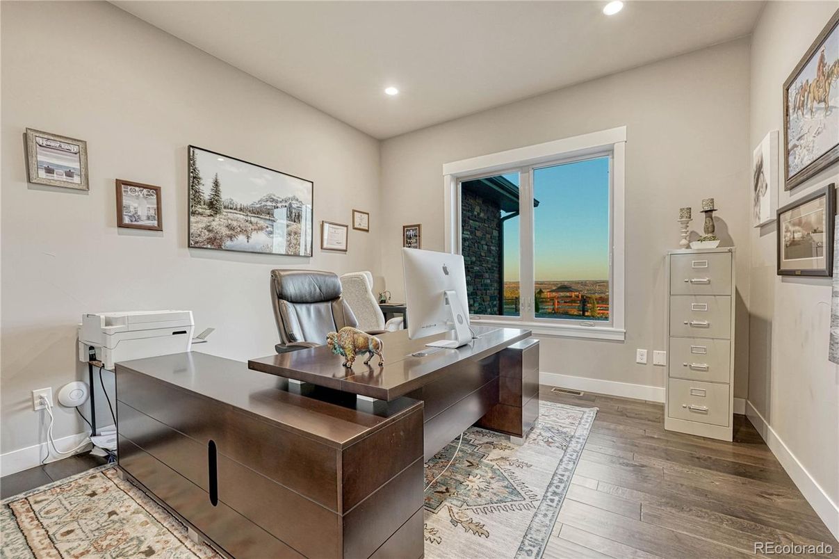 Home Office, Interior, Recessed Lighting, Wood Texture Flooring