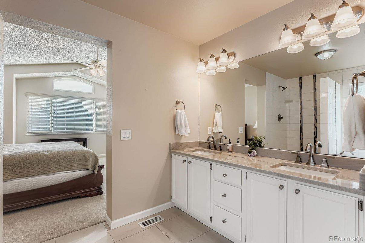 Bathroom, Bedroom, Dual Sink Vanities, Glass Shower, Interior, Tile Countertops