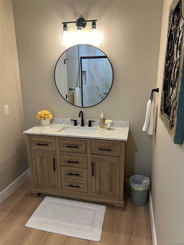 Bathroom, Dual Sink Vanities, Interior, Wood Texture Flooring