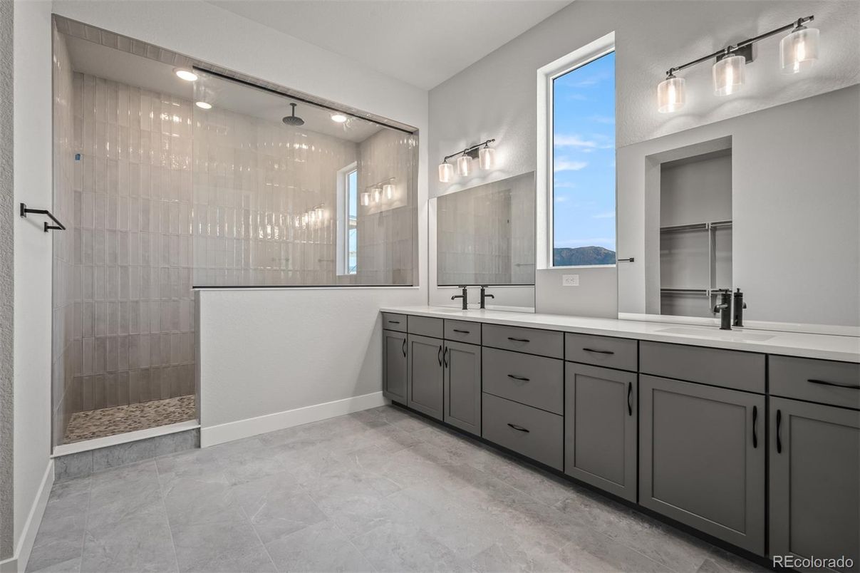 Bathroom, Dual Sink Vanities, Glass Shower, Interior