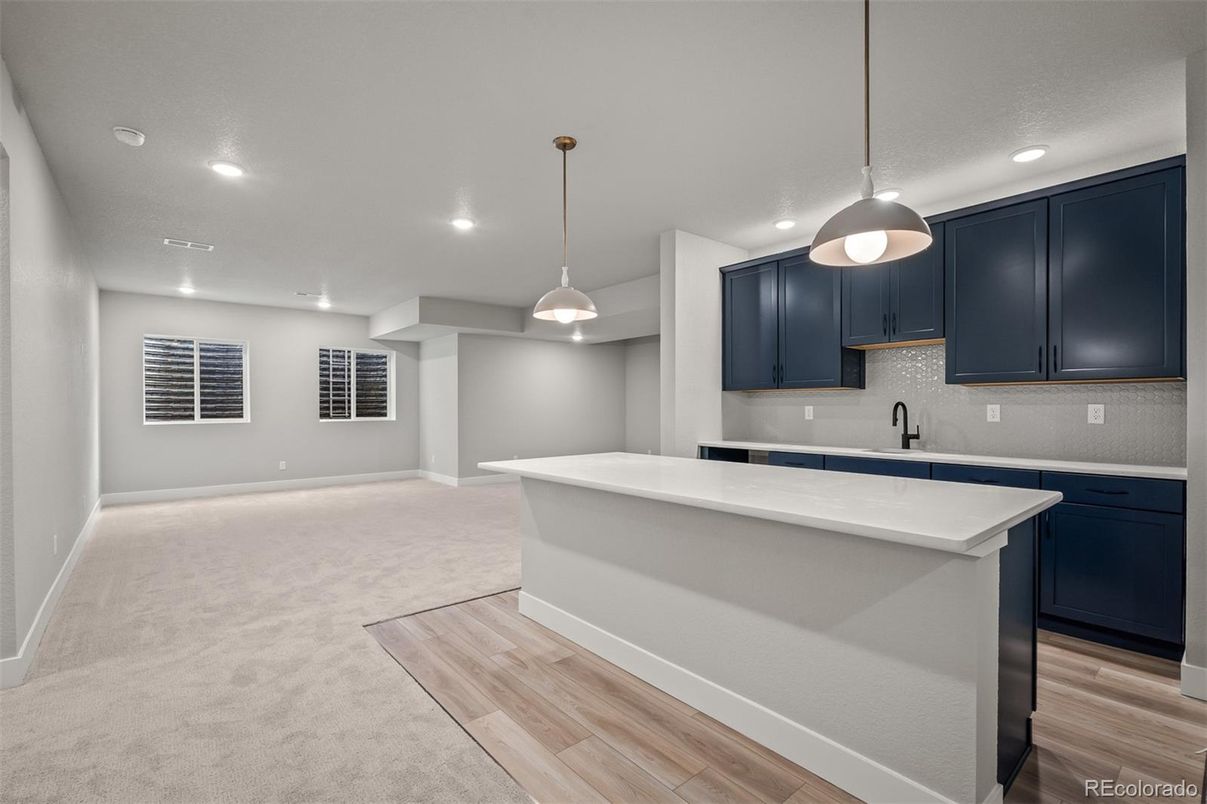 Interior, Kitchen, Pendant Lights, Recessed Lighting, Wood Texture Flooring